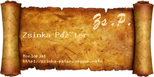 Zsinka Péter névjegykártya