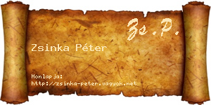 Zsinka Péter névjegykártya