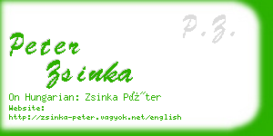 peter zsinka business card